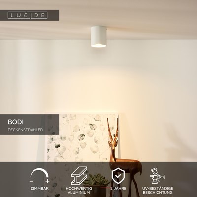 Lucide BODI - Deckenstrahler - Ø 8 cm - 1xGU10 - Weiß